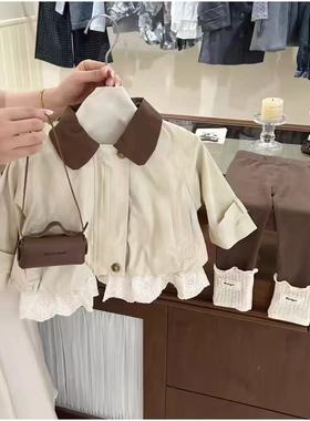 韩系女童风衣外套秋季2025新款儿童花边女孩秋装外套31089