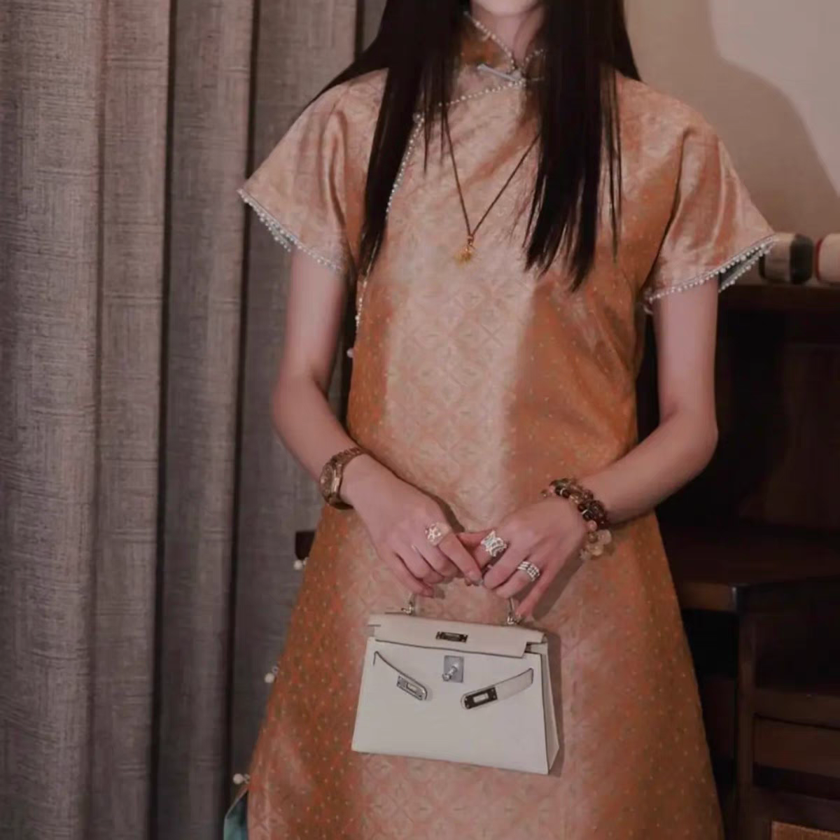 100桑蚕丝非遗名家蜀锦旗袍连衣裙高定系列不退换