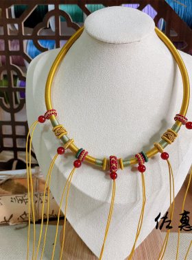 宝宝项圈儿童满月周岁礼抓周吊坠挂绳手工编绳中式多挂绳项链百搭