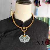天然岫玉如意锁项圈玉佩手工璎珞项链中式 古风汉服配饰古偶剧搭配