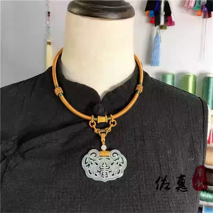天然岫玉如意锁项链玉佩手工璎珞项圈中式古风汉服配饰古偶剧搭配