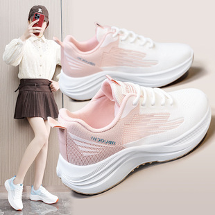 网面 百搭软底跑步透气女鞋 K2558飞织轻便运动鞋 女ins潮2026春季
