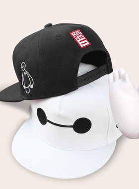 大白帽超能陆战队儿童成人白色黑色旅游帽子棒球帽休闲情侣帽亲子