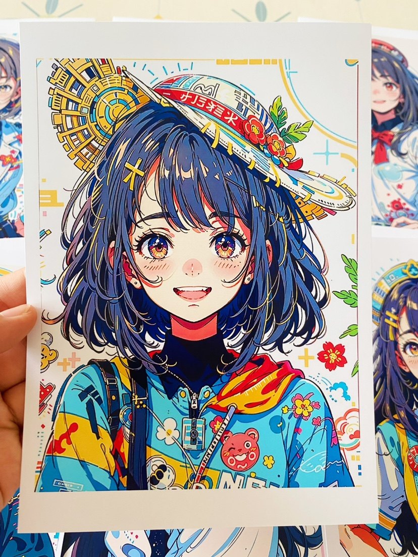 多彩女孩多巴胺穿搭配饰临摹卡片创意美术绘画炫彩女生高级马克笔