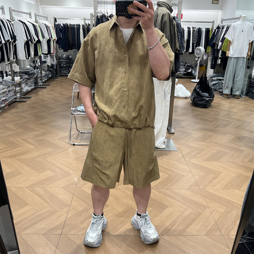 假两件拼接天丝莱赛尔短袖套装潮