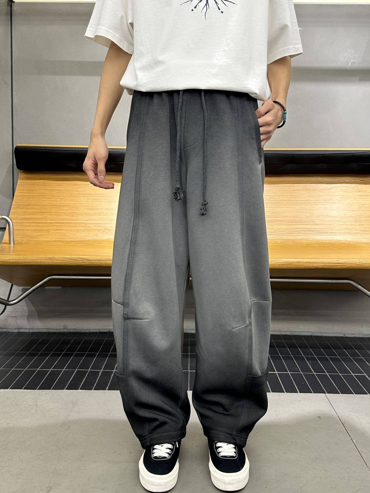 2026春季新款美式复古水洗做旧扎染弯刀休闲裤男痞帅机能直筒裤潮,男装,休闲裤,淘宝优惠券,粉丝福利购,淘宝优惠卷