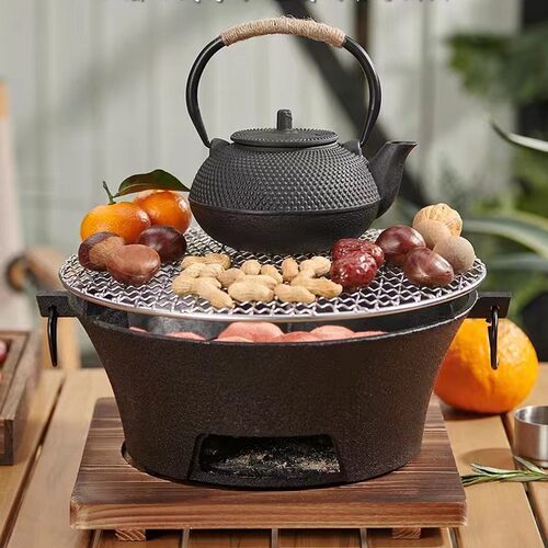 围炉煮茶烤火炉套装器具全套家用室内围聚烧烤炉子烧烤架