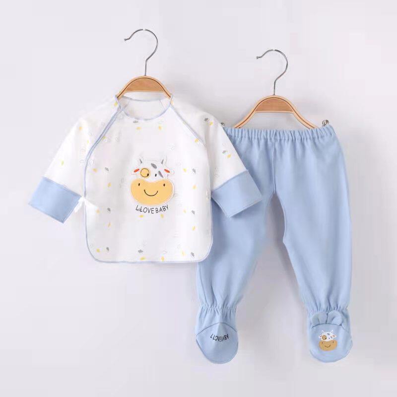 刚出生新生婴儿儿春秋冬季分体包脚套装0个月3初生半背和尚衣服夏