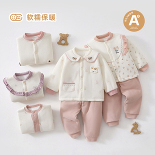 80克夹薄棉可爱女宝宝外出新生儿保暖衣 婴幼儿保暖套装 秋冬季 新款