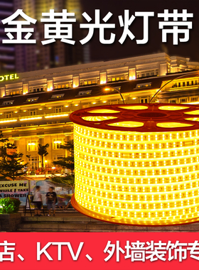 LED灯带条金黄光2835双排贴片黄光灯条酒店KTV户外防水金黄色线灯