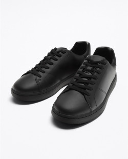 春秋男鞋平底圆头系带板鞋黑色白色橡胶底休闲运动鞋 2200121 800