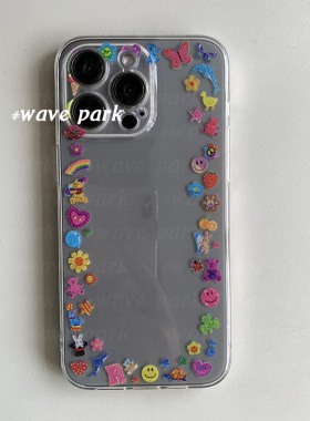 海浪公园【拍三免一】复古贴纸风小卡照片适用于iPhone15promax手机壳tpu透明软壳三星s24小米14pro