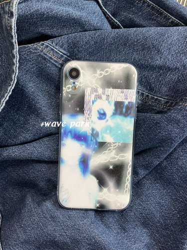 海浪公园【拍三免一】二次元唯美氛围感黑色适用于iPhone15promax手机壳tpu透明软壳小米三星s24
