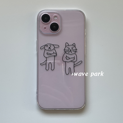 海浪公园【拍三免一】生气猫狗朋友适用于iPhone16promax手机壳tpu透明软壳三星s25至尊小米15pro华为p80pro