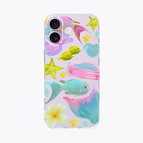海浪公园【拍三免一】蓝粉海洋鱼适用于iPhone17promax手机壳tpu透明软壳三星s25至尊小米15pro华为p80