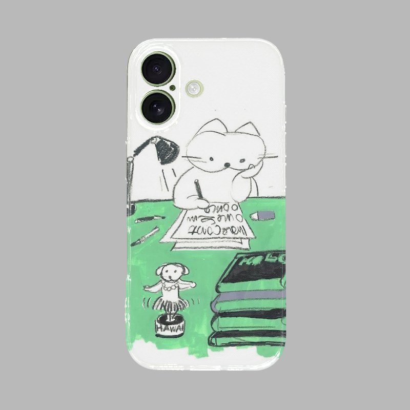 海浪公园【拍三免一】插画猫咪可爱适用于苹果17PM手机壳tpu透明软壳三星s25至尊小米17pro华为p80pro