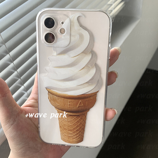 海浪公园 冰淇淋甜筒ins适用于iPhone15promax手机壳tpu透明软壳三星s24小米14pro华为p70pro 拍三免一