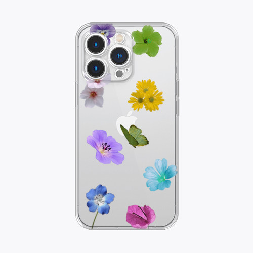 海浪公园【拍三免一】花和蝴蝶适用于iPhone15promax手机壳tpu透明软壳reno12三星s24小米14pro华为p70