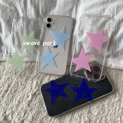 海浪公园【拍三免一】多色五角星星适用于iPhone15promax手机壳tpu透明软壳三星s24