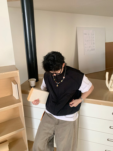 老鼻嘎cleanfit亚麻清薄透气立领复古boxy无袖马甲战术背心外套