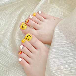 网红 纯手工穿戴甲美甲成品显白假脚趾甲片孕妇可拆脚甲贴 脚甲