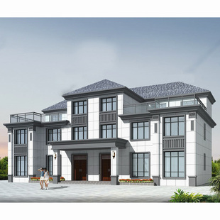 双拼别墅设计图纸兄弟农村自建房户型设计新中式简约风三层别墅