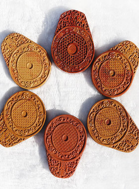 正宗红丝砚天然原石红丝石精雕宜子孙手把件杯垫宜家宜室宜子孙