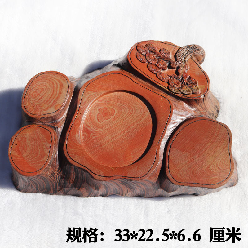正宗红丝砚非遗原石精雕树桩砚