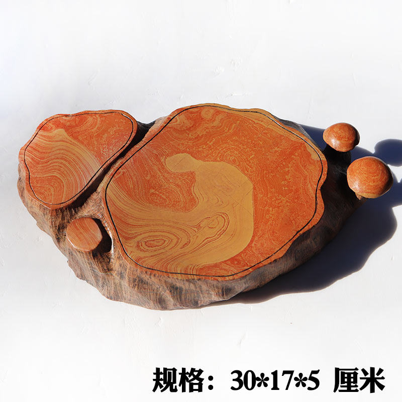 红丝砚天然原石精雕树桩蘑菇砚花纹美丽砚池图案似人物似人参收藏
