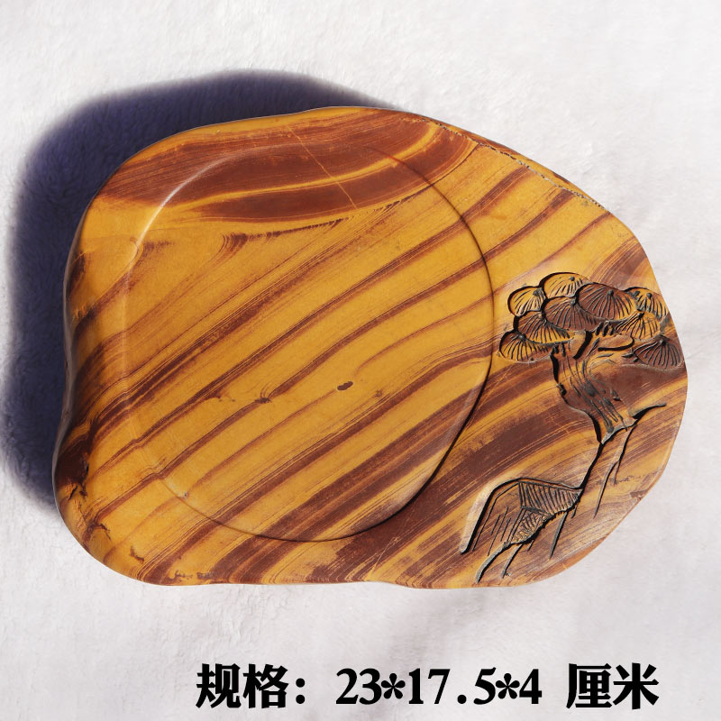 砚台正宗红丝天然原石精雕