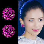 玫瑰花朵耳钉女气质韩国百搭925银针耳环2023新潮款 耳坠夏季 耳饰