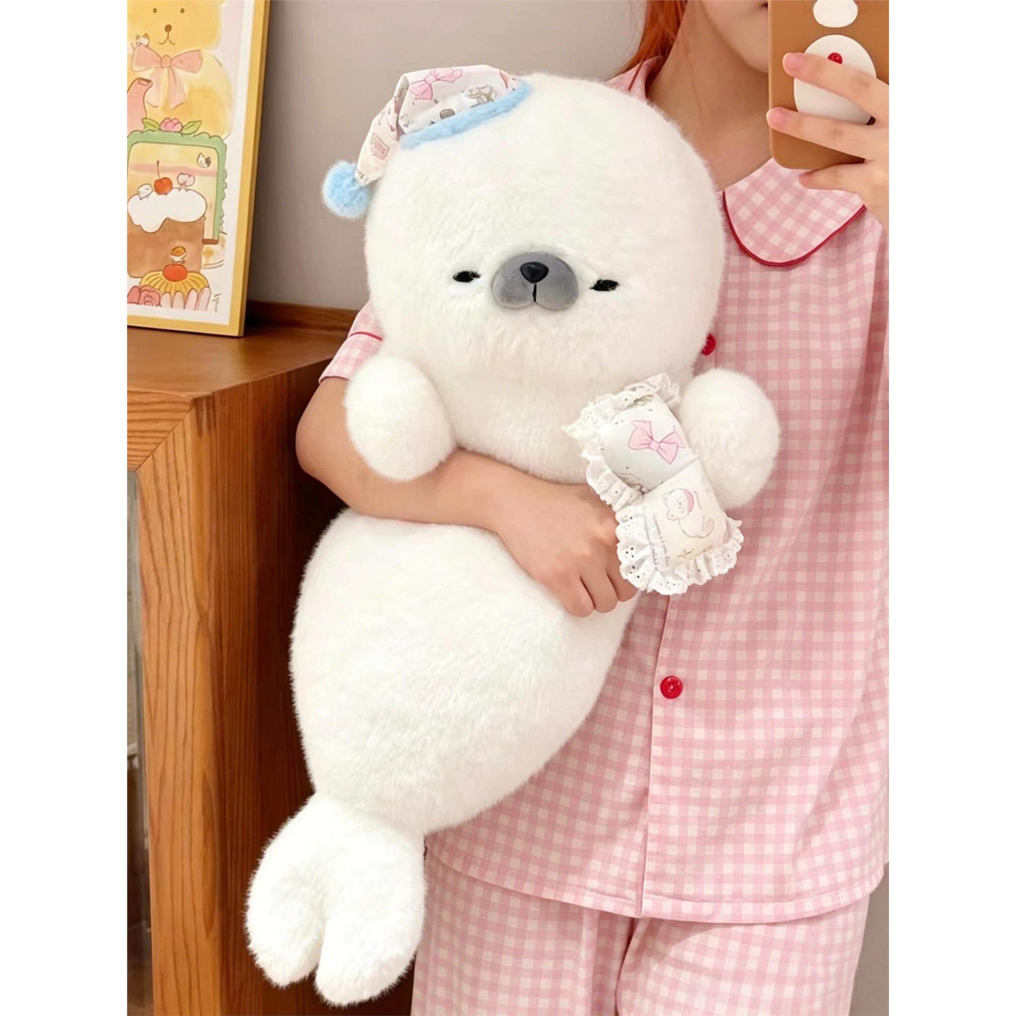 正版小海豹玩偶睡觉抱公仔女毛绒靠枕玩具娃娃床上抱枕生日礼物