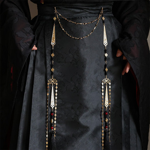 中式腰链国风长禁步流苏腰间马面裙汉服腰封挂饰压襟古风腰带配件