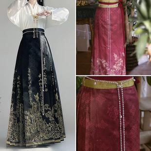 腰间禁步手工汉服马面裙敬酒服新中式腰封珍珠明制古风长流苏腰链