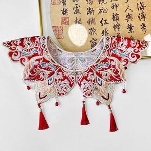 云肩中式结婚敬酒服红色喜庆流苏刺绣马面裙旗袍衬衣明制拜年披肩