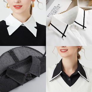 假领子女秋冬百搭休闲尖领白色衬衫领毛衣卫衣装饰领圆领配饰领子
