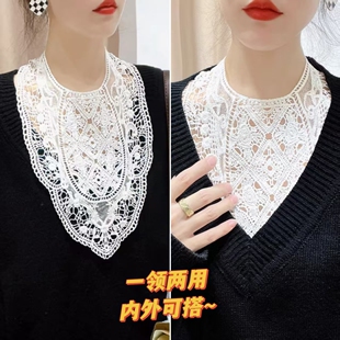 蕾丝假领子镂空秋冬装饰毛衣连衣裙V领内搭外搭洋气防走光假衣领
