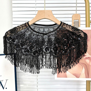 新中式披肩奢华晚礼服旗袍专用云肩名媛日常百搭蕾丝珠绣斗篷披肩