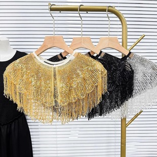 秀禾服披肩中式结婚敬酒钉珠链条云肩旗袍礼服嫁衣新娘高级假领子