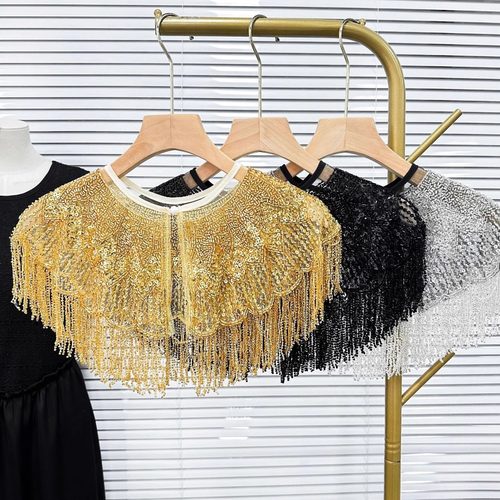 秀禾服披肩中式结婚敬酒钉珠链条云肩旗袍礼服嫁衣新娘高级假领子