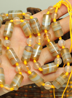 缠丝玛瑙玉髓同料项链手串佛珠