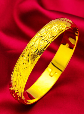 礼物礼品首饰龙凤卡扣手镯金跨境饰品厂家直销生日金首饰送妈妈女