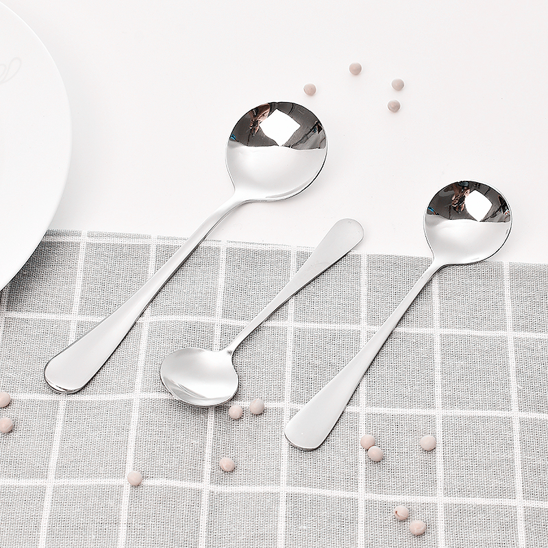 不锈钢勺子家用汤匙铁柄爱儿