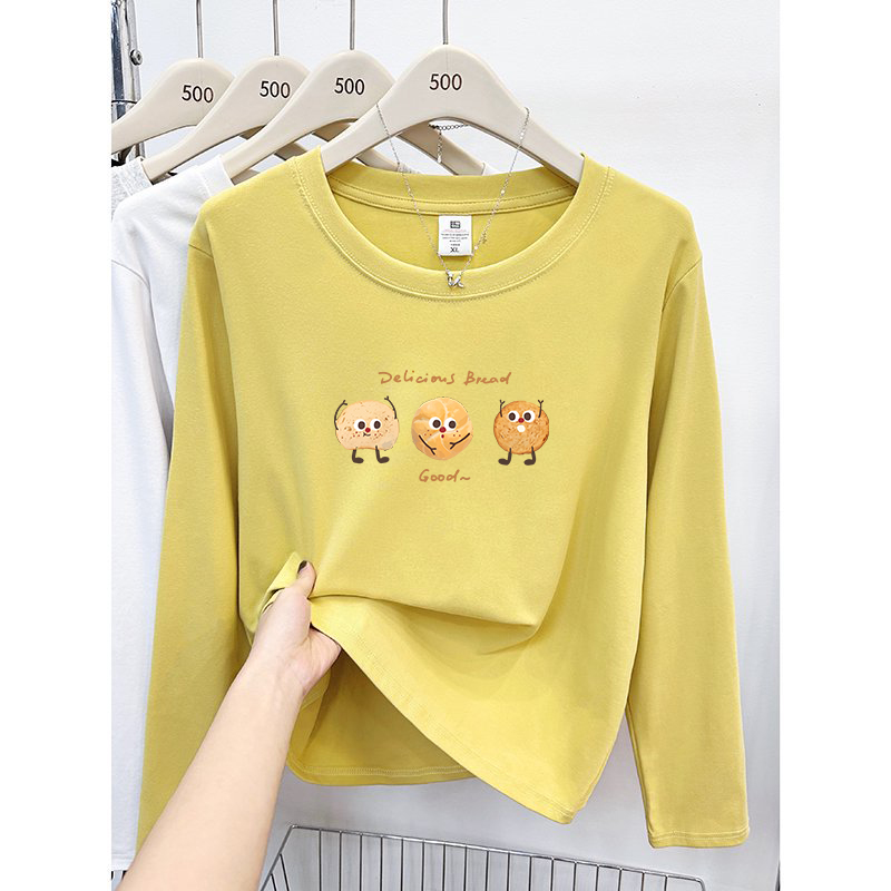 纯棉长袖t恤女春秋2025新款早秋薄款女装漂亮减龄上衣内搭打底衫