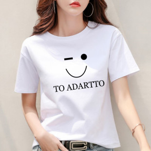 韩版 2024年新款 宽松ins潮女士简约百搭上衣土丅 t恤女夏装 白色短袖