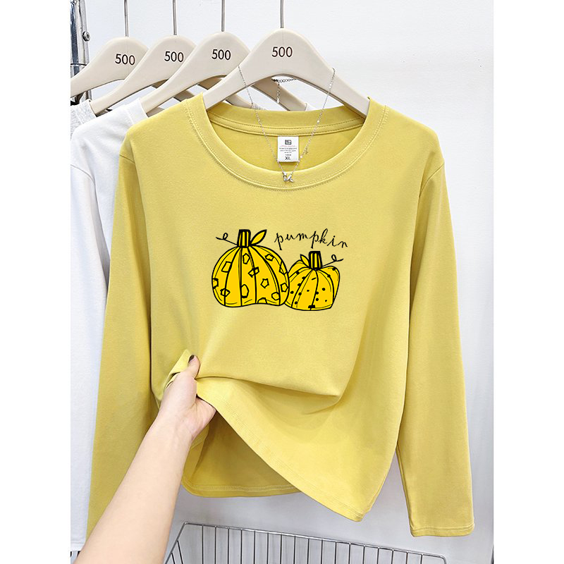 纯棉长袖t恤女春秋2025新款秋衣外穿早秋好看上衣气质内搭打底衫