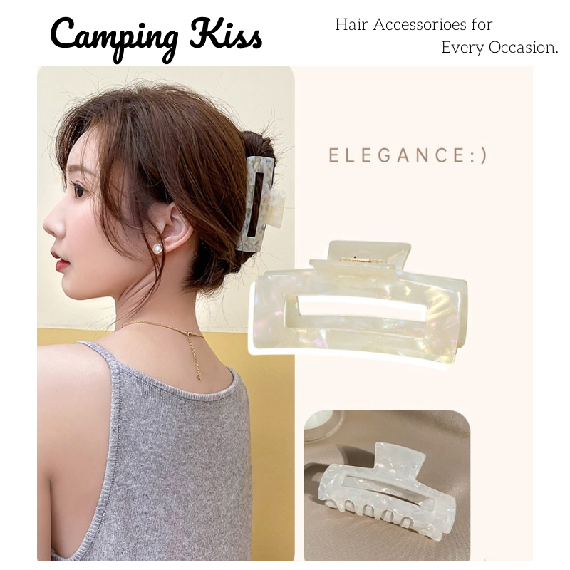 Camping Kiss人鱼色抓夹大号盘发醋酸鲨鱼夹女2024新款后脑勺发夹