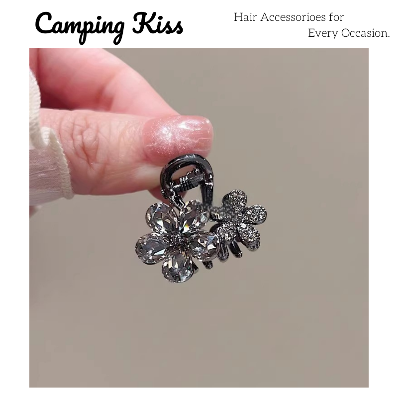 韩国小号发夹Camping Kiss水钻花朵金属发夹发卡子2026新款刘海夹