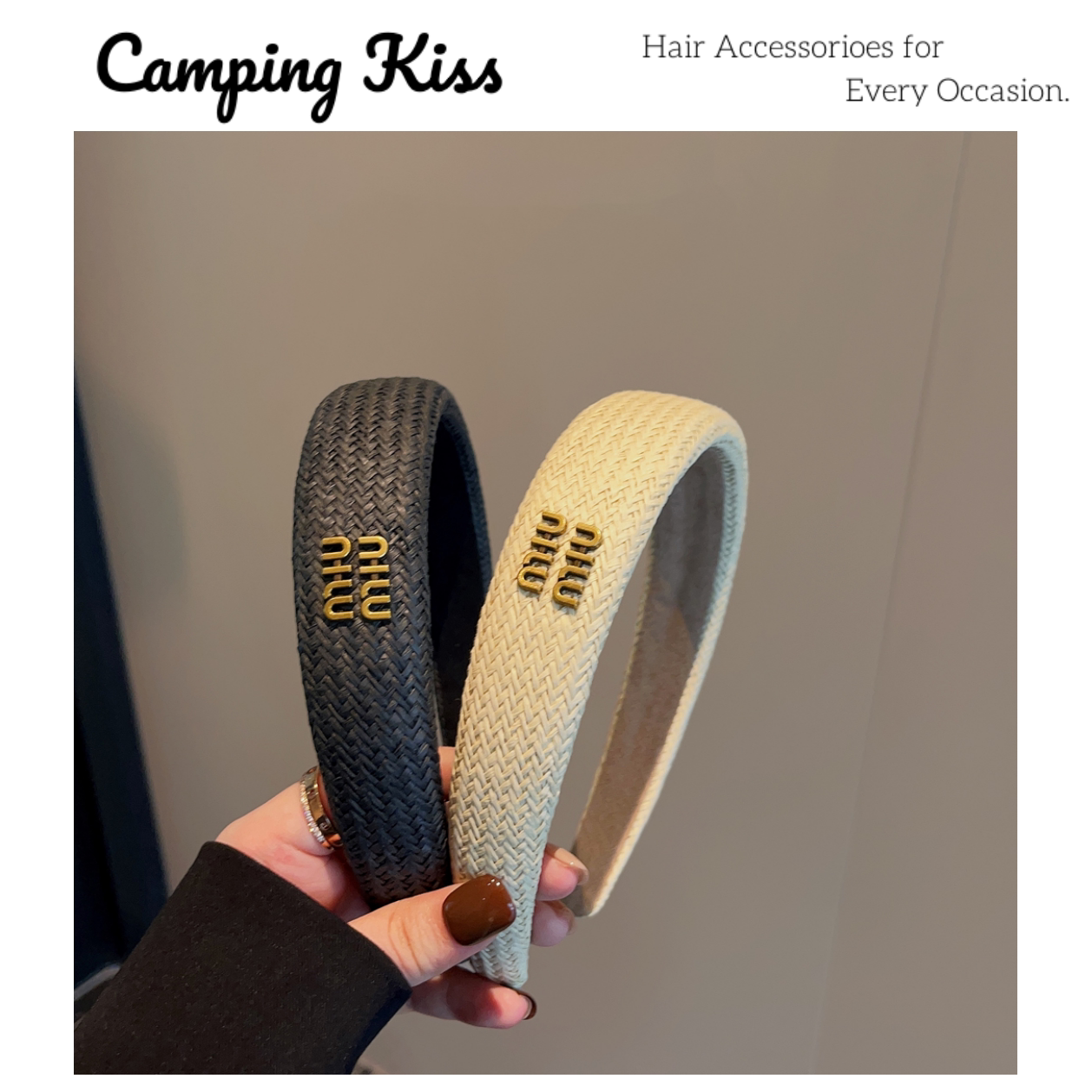 CampingKiss字母高颅顶发箍女