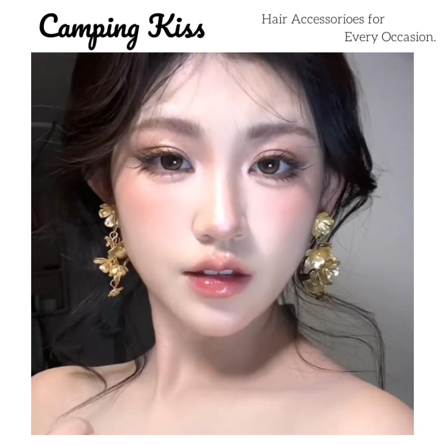 CampingKiss复古金色花朵耳环